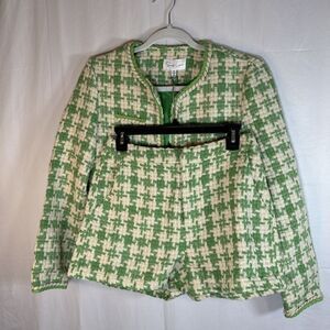 Sweet Lemon Green /Beige Jacket Short Set Size Medium NWT